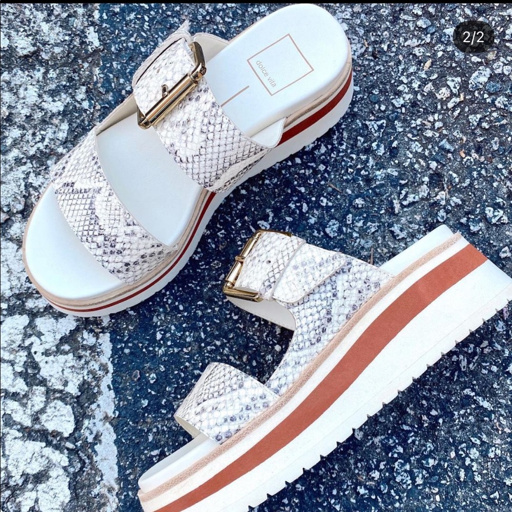 Dolce Vita White and Tan Platform Sandals